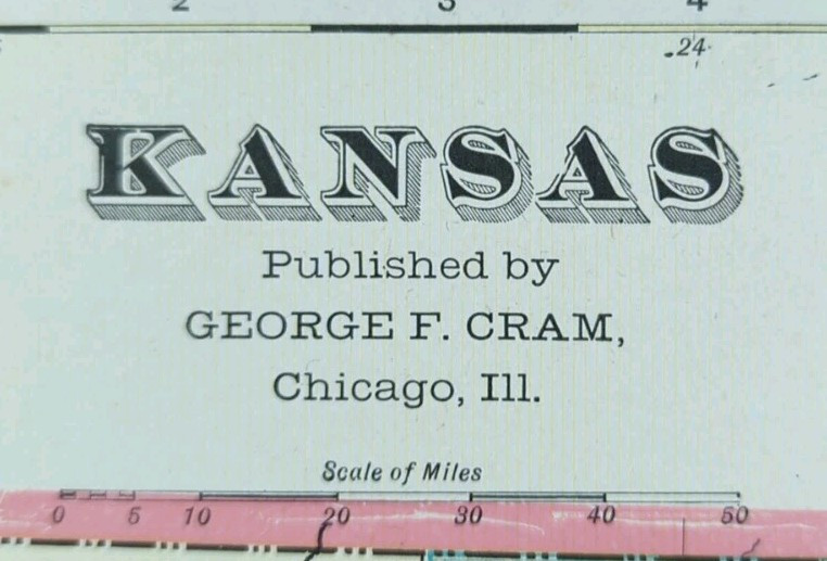 Vintage 1902 KANSAS Map 22