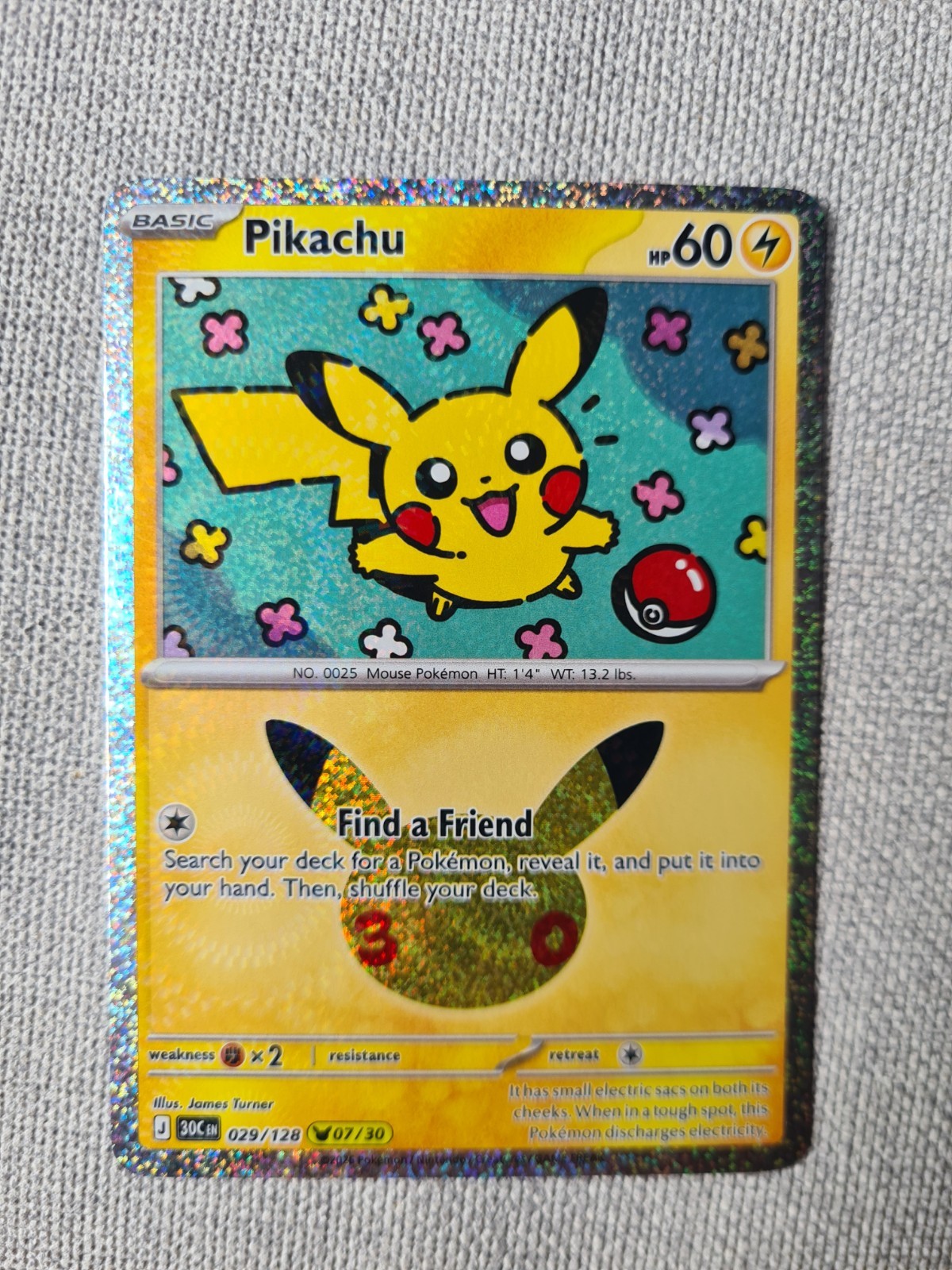Pokémon TCG 30th Anniversary Collection Pikachu 029/128 Mint Fast P&P