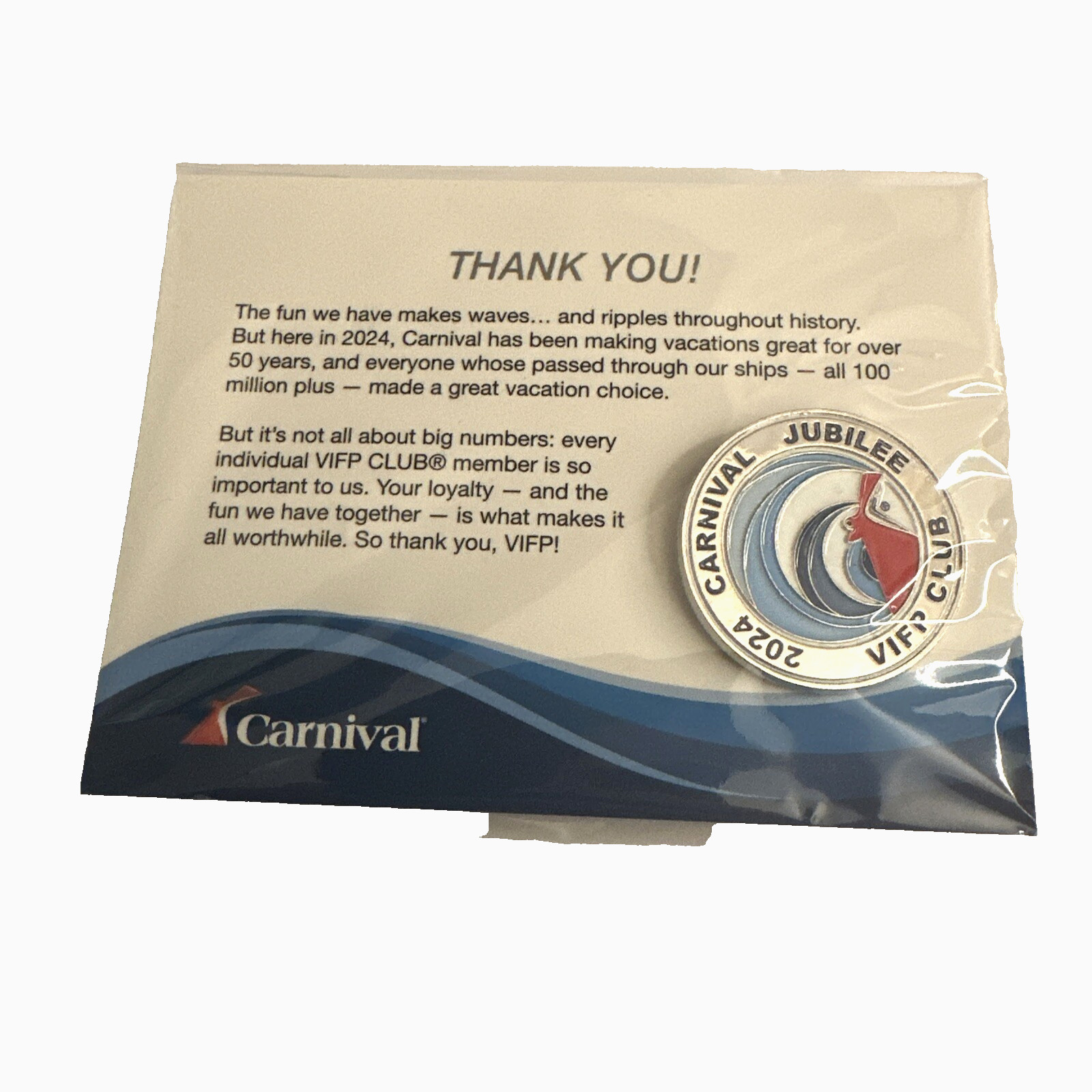 Carnival Jubilee Inaugural Sailings 2024 VIFP Platinum Lapel Pin Collectible New Carnival Jubilee Inaugural Sailings 2024 VIFP Platinum Lapel Pin Collectible New