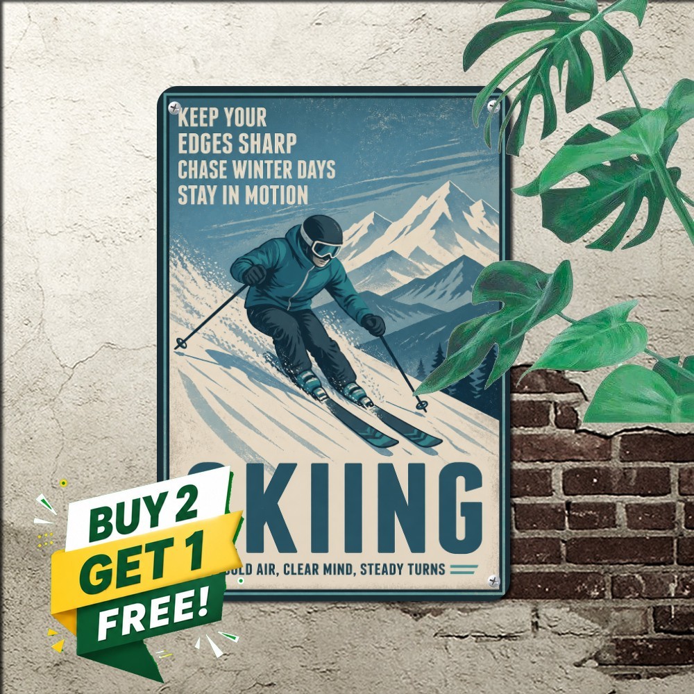 You Dont Stop Skiing When Old Tin Sign Funny Winter Sports Chalet Metal Decor