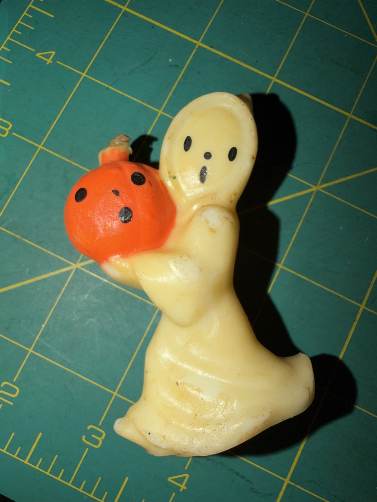 Very Old 1950s 1960s Halloween Candle Ghost Carrying Jack-o-Lantern Unlit Very Old 1950s 1960s Halloween Candle Ghost Carrying Jack-o-Lantern Unlit