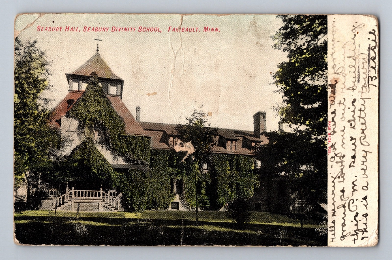 Seabury Hall Seabury Divinity School Faribault Minnesota Postcard 1907 Seabury Hall Seabury Divinity School Faribault Minnesota Postcard 1907