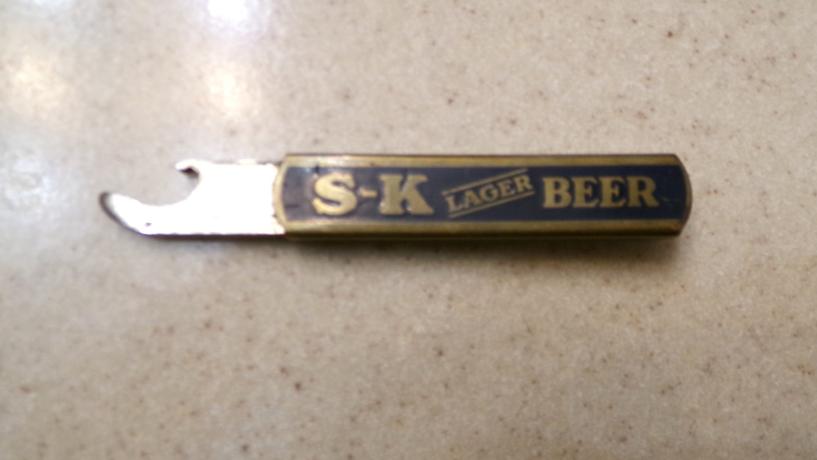1930\'s S-K lager beer sliding bottle opener ST. LOUIS, MISSOURI