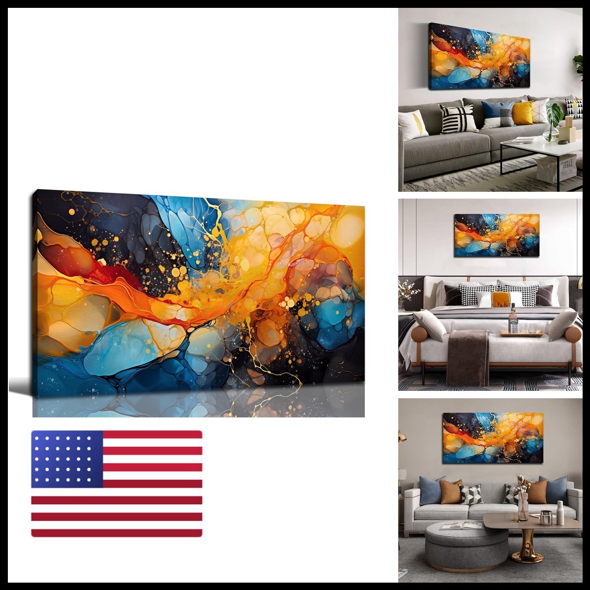 Alsingbago Abstract Canvas Wall Art Blue Orange Black Canvas Prints Modern Alsingbago Abstract Canvas Wall Art Blue Orange Black Canvas Prints Modern