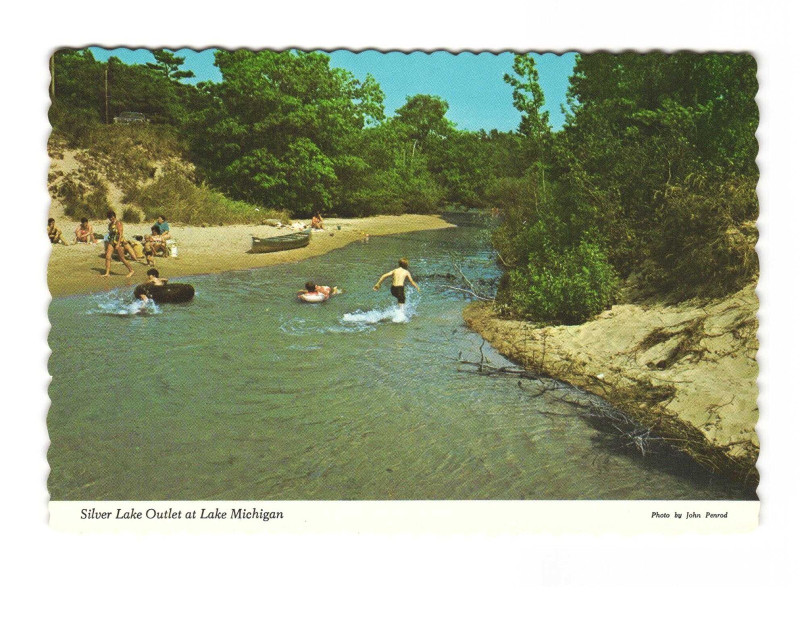 Silver Lake outlet at Lake Michigan vintage postcard unposted