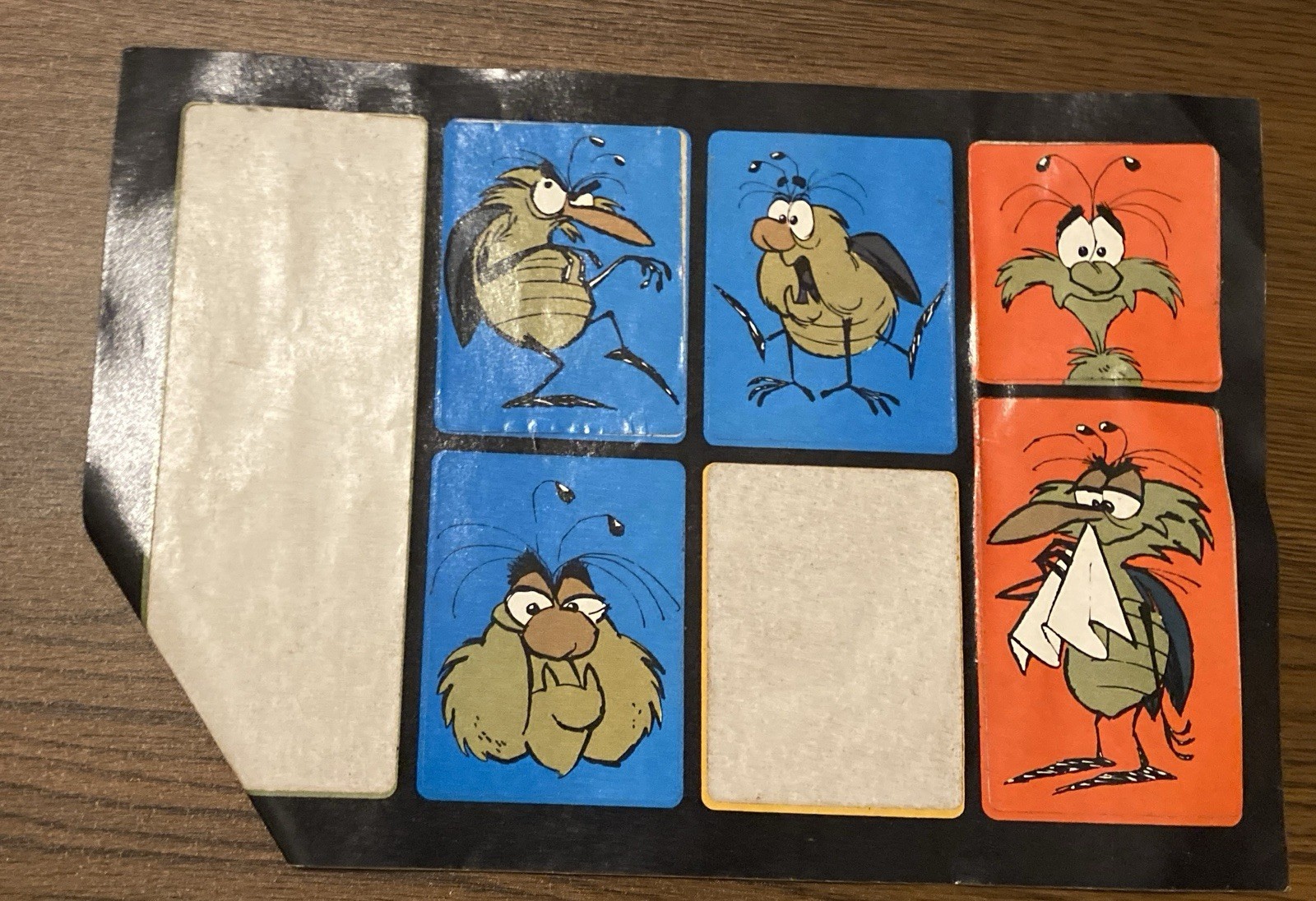 Vintage 70s Raid Promo Stickers CAPTAIN RAID & Cartoon Bugs Commercial Spray