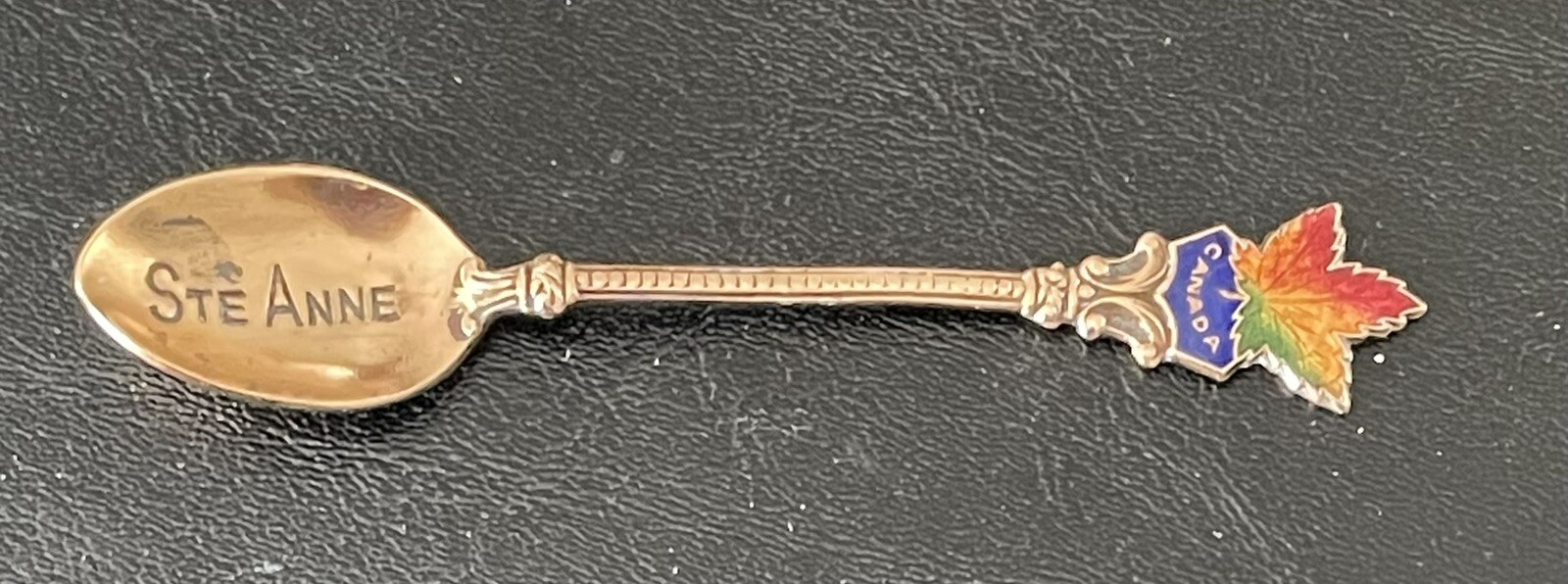 Vintage COPPER/BRASS (RARE?) STE ANNE CANADA SOUVENIR SPOON Enameled Maple Leaf Vintage COPPER/BRASS (RARE?) STE ANNE CANADA SOUVENIR SPOON Enameled Maple Leaf