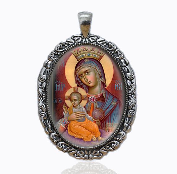 Holy Mother of God Virgin Mary Vintage Religious Orthodox Medal Pendant