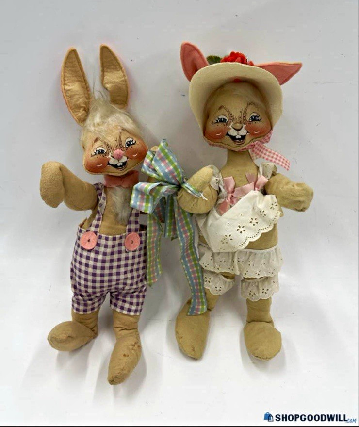 Antique/Vintage pair of Annalee Mobilitee Rabbit dolls. 1960’s