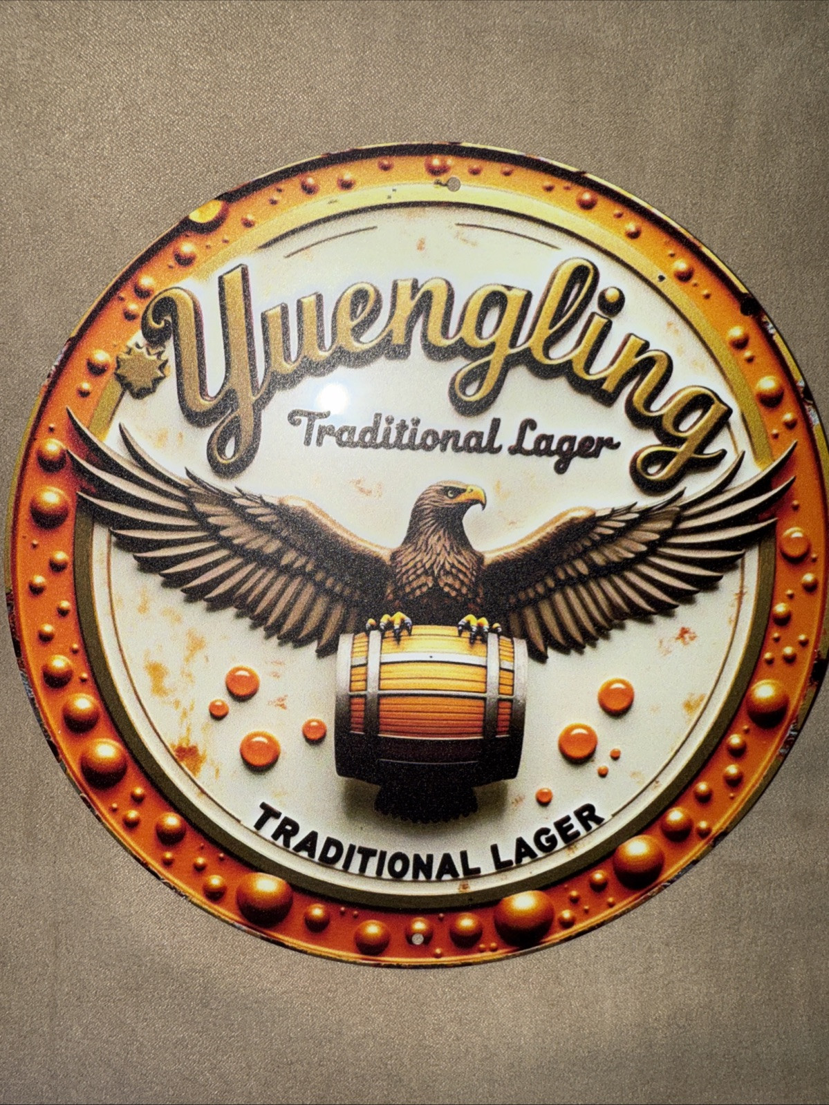 NEW “Yuengling Traditional Lager” W/An Eagle On Top Of A Beer Barrel 8”x8” NEW “Yuengling Traditional Lager” W/An Eagle On Top Of A Beer Barrel 8”x8”