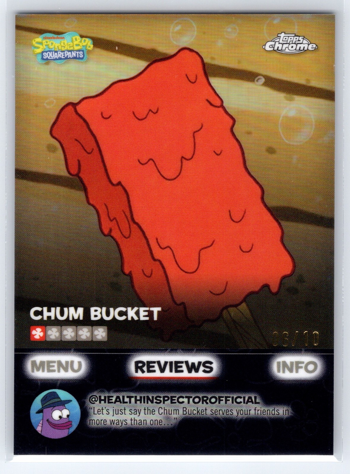 2025 Topps Chrome SpongeBob SquarePants Kelp Reviews Chum Bucket Black #/10 2025 Topps Chrome SpongeBob SquarePants Kelp Reviews Chum Bucket Black #/10