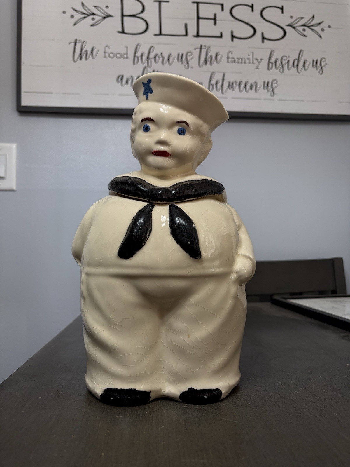 VINTAGE Shawnee Pottery COOKIE JAR Sailor Boy USA 1940\'s AS IS CHIPPED
