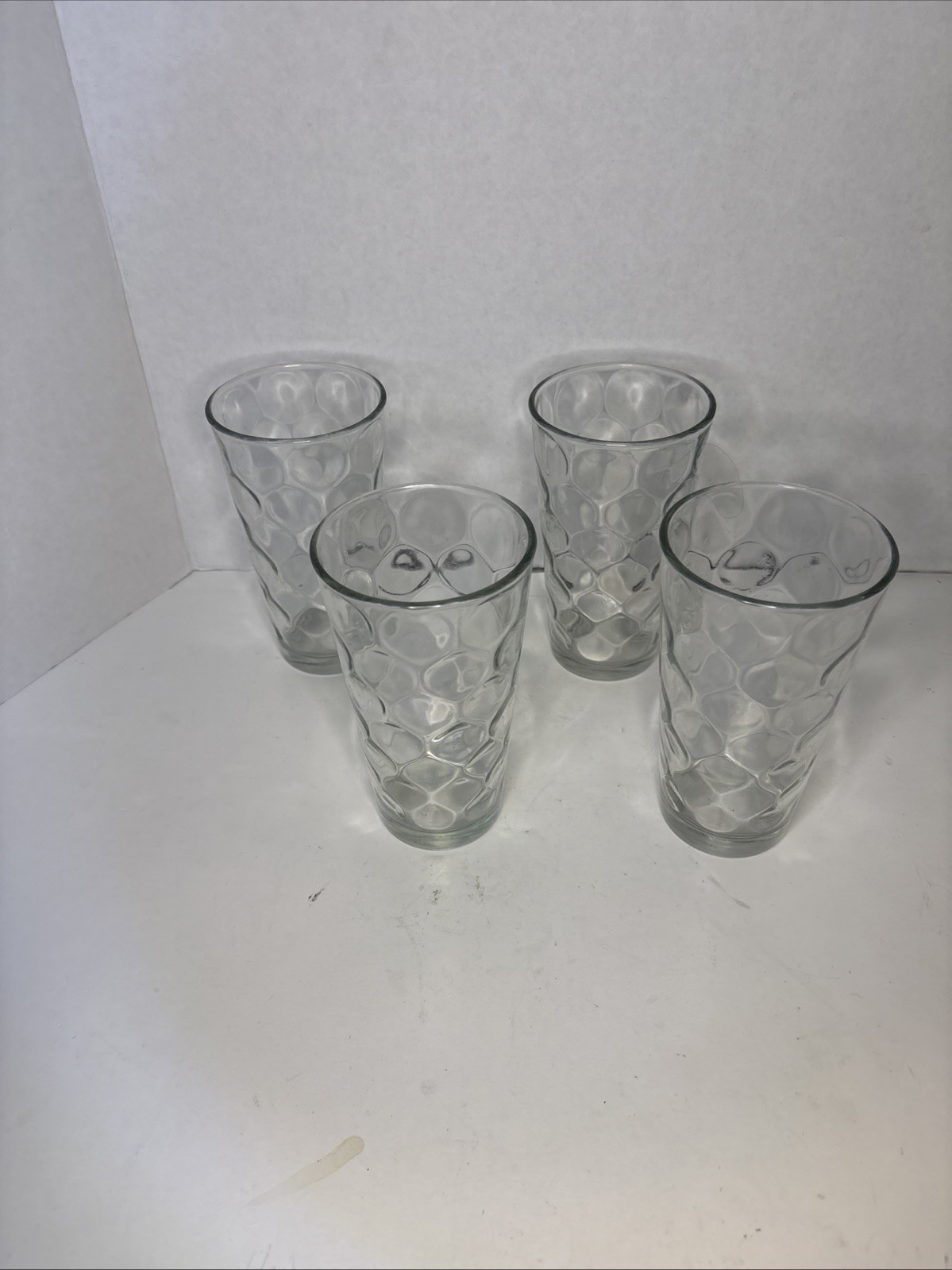 Anchor Hocking Coin Polka Dot Thumbprint Glass Tumblers Set of 4