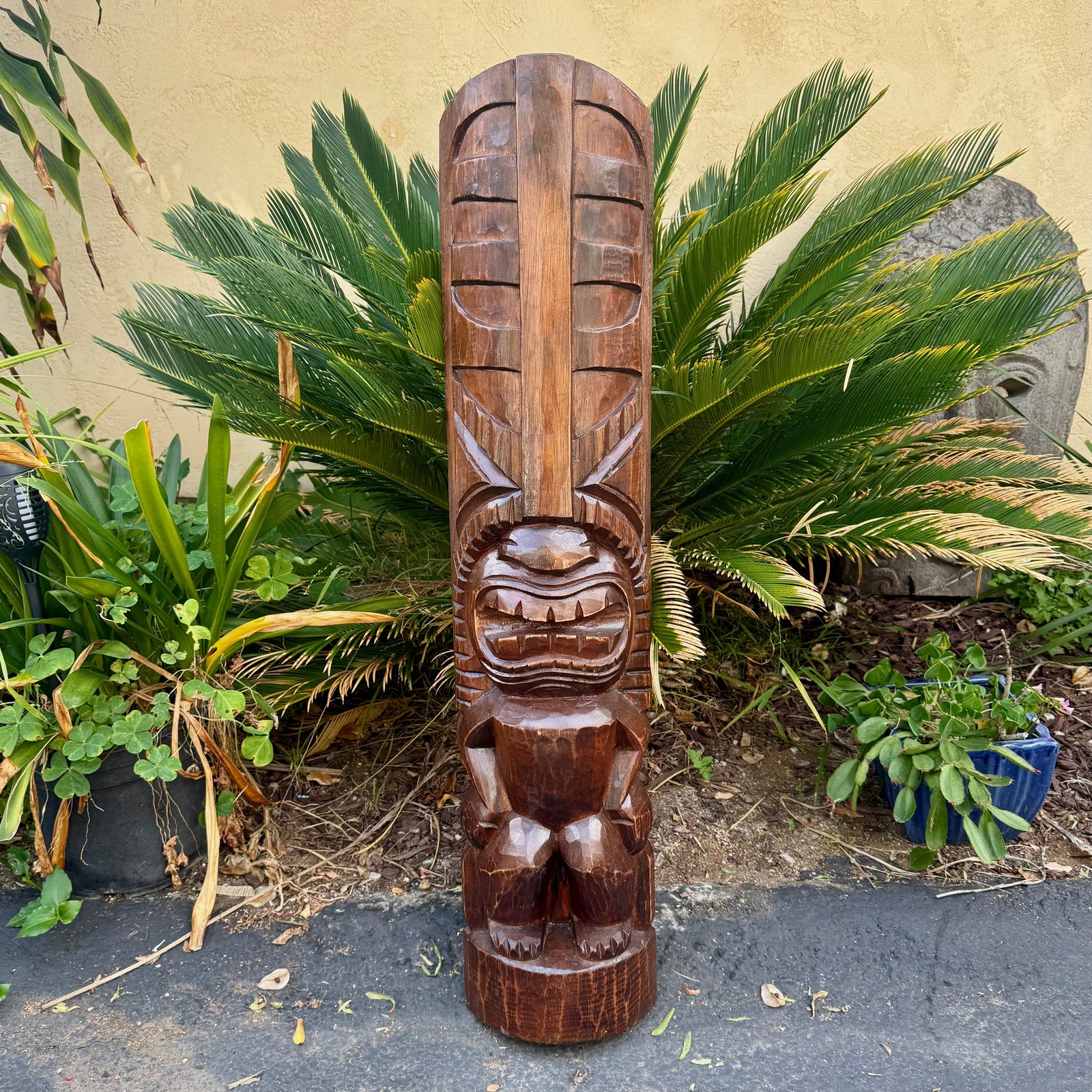 Lono Hawaiian Tiki Half Statue Hand Carved 39\ Lono Hawaiian Tiki Half Statue Hand Carved 39\