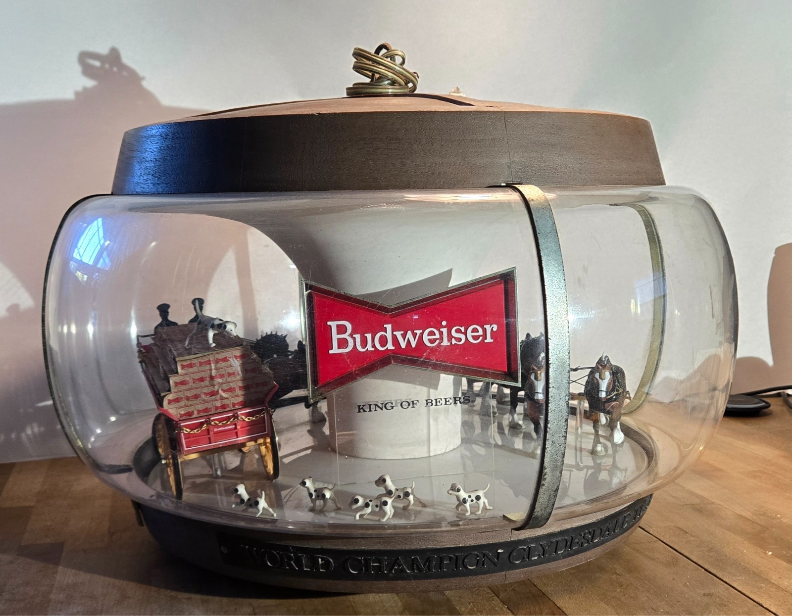 Vintage Budweiser Clydesdale Championship Hanging Carousel Globe Light Fixture