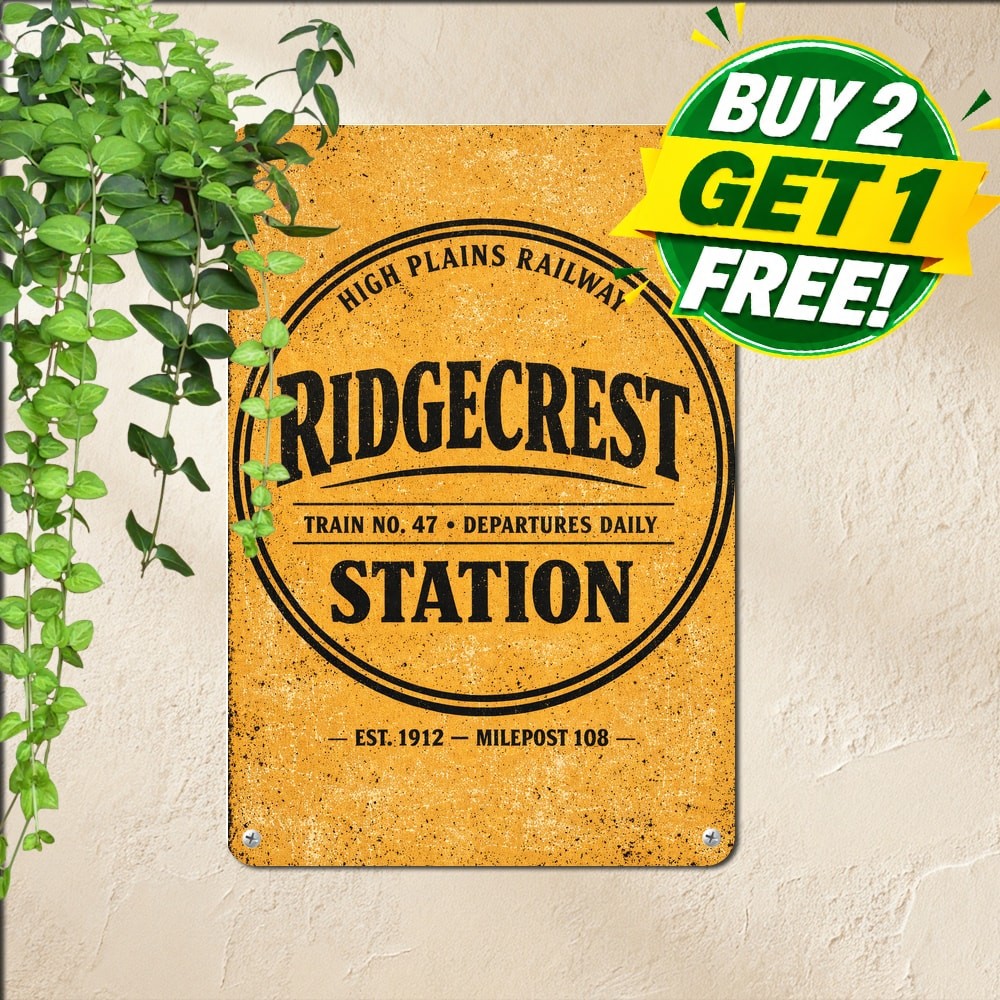 Round Railway Station Classic Logo Metal Tin Sign Vintage Decor Plaque 8x12