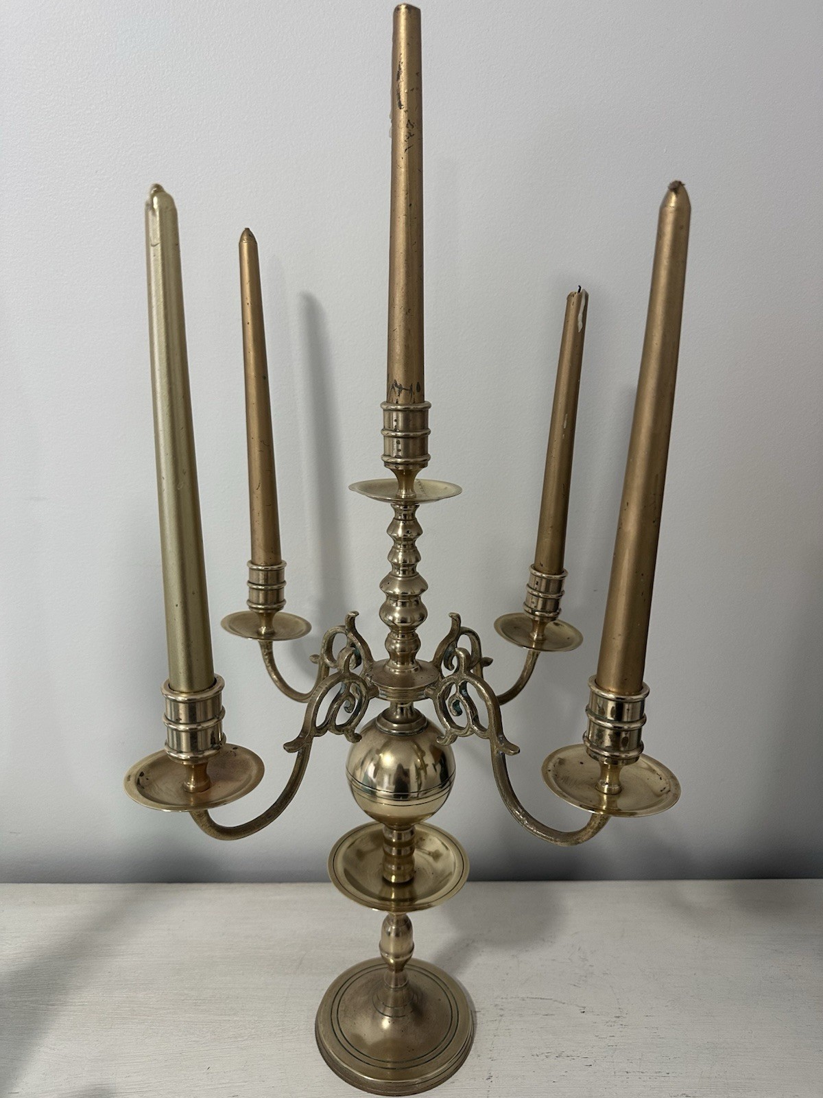 Absolutely Stunning Vintage 1950’s  5 Arm Brass Candelabra Heavy 2.5kg