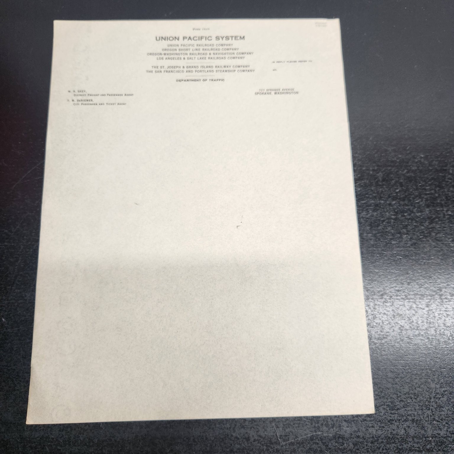 Union Pacific System Railroad Letterhead Spokane WA Ephemera Vintage 1920s Union Pacific System Railroad Letterhead Spokane WA Ephemera Vintage 1920s