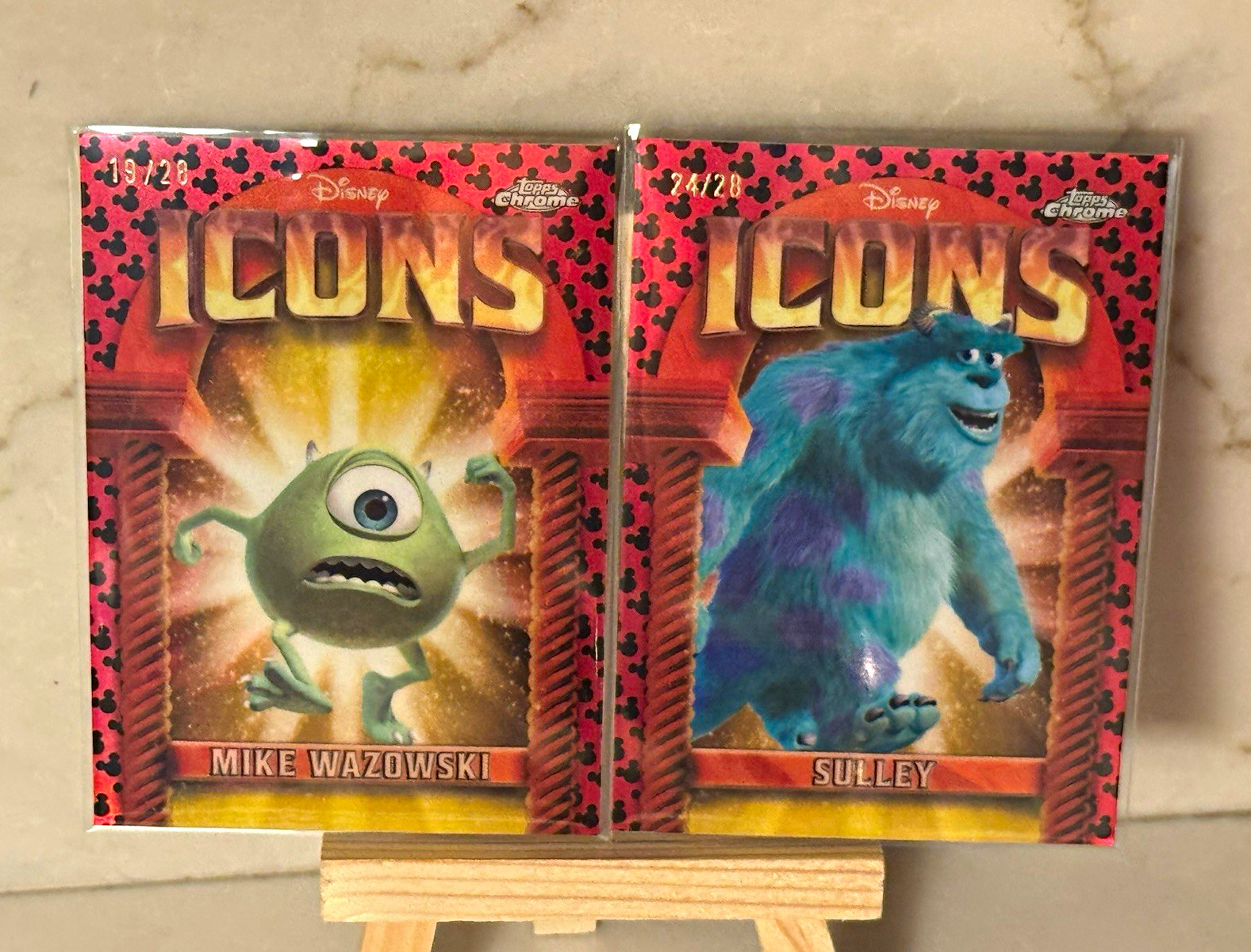 2025 Topps Chrome Disney Icons Mike Wazowski /28 & Sulley /28 Mickey Mouse Logo 2025 Topps Chrome Disney Icons Mike Wazowski /28 & Sulley /28 Mickey Mouse Logo