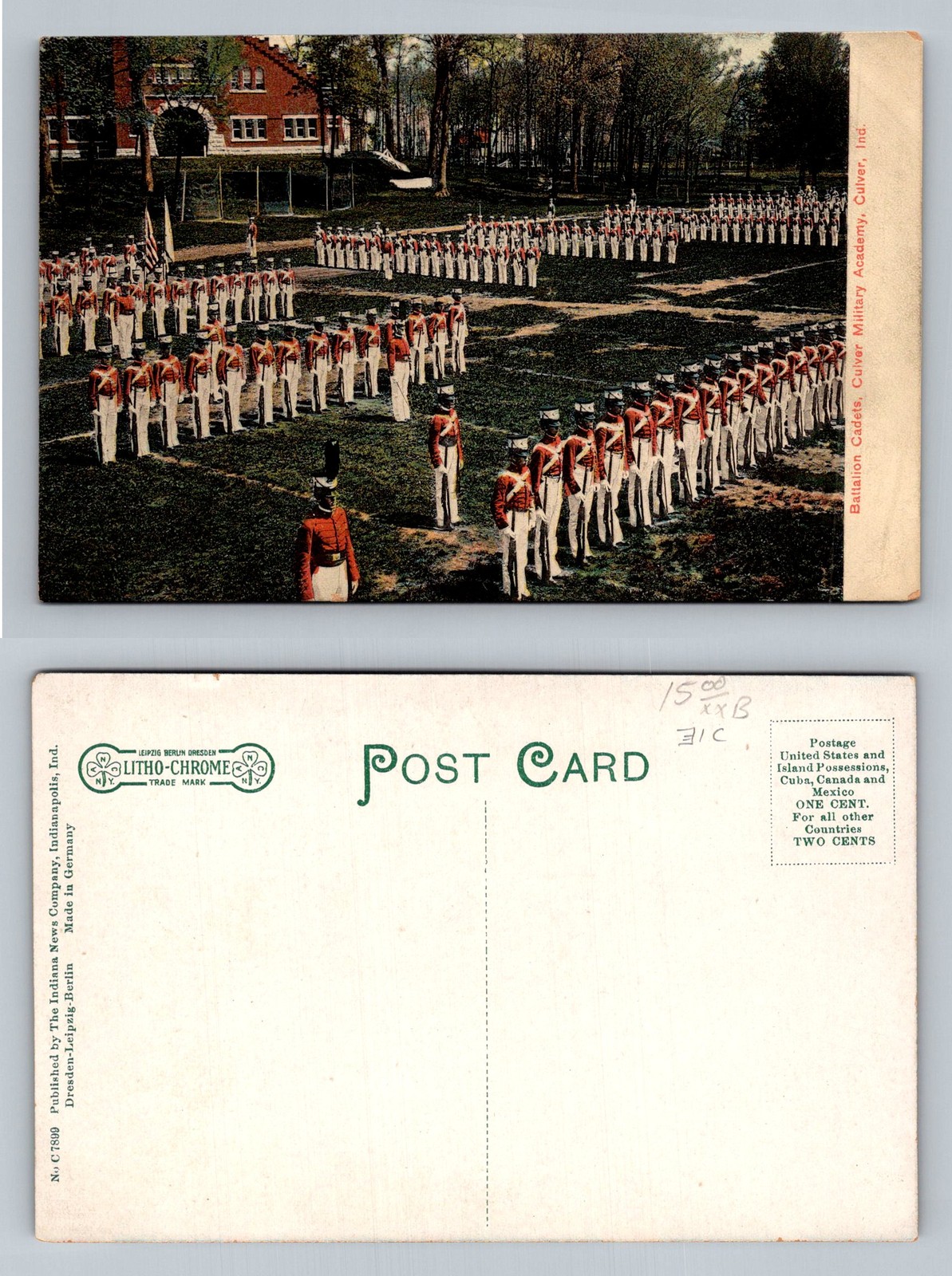 Culver, IN-Indiana, Battalion Cadets Formation Military Academy Vintage Postcard