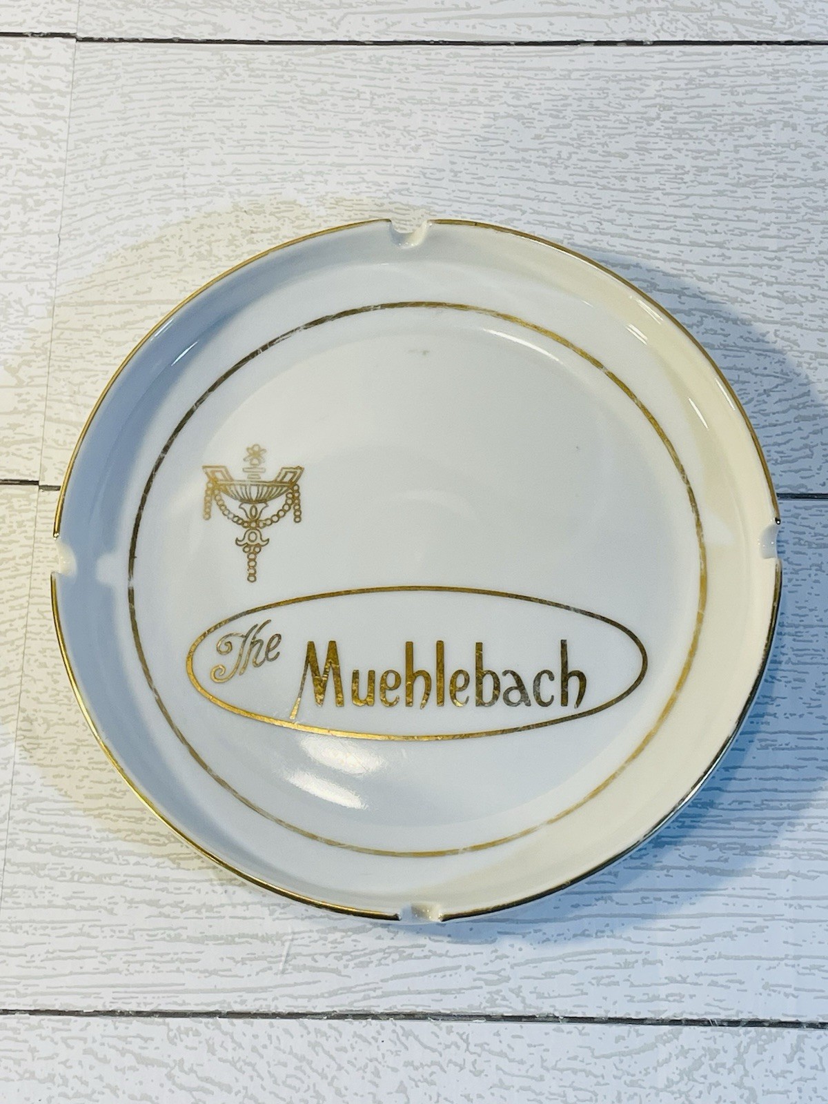Hotel Muehlebach Vintage Large Porcelain Ashtray Kansas City Missouri 7”