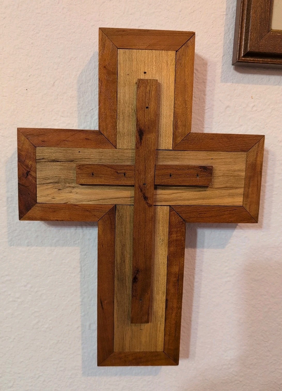 Vintage 3D 3 Layer Wooden Cross Wall Hanging Handcrafted 13.5 Vintage 3D 3 Layer Wooden Cross Wall Hanging Handcrafted 13.5