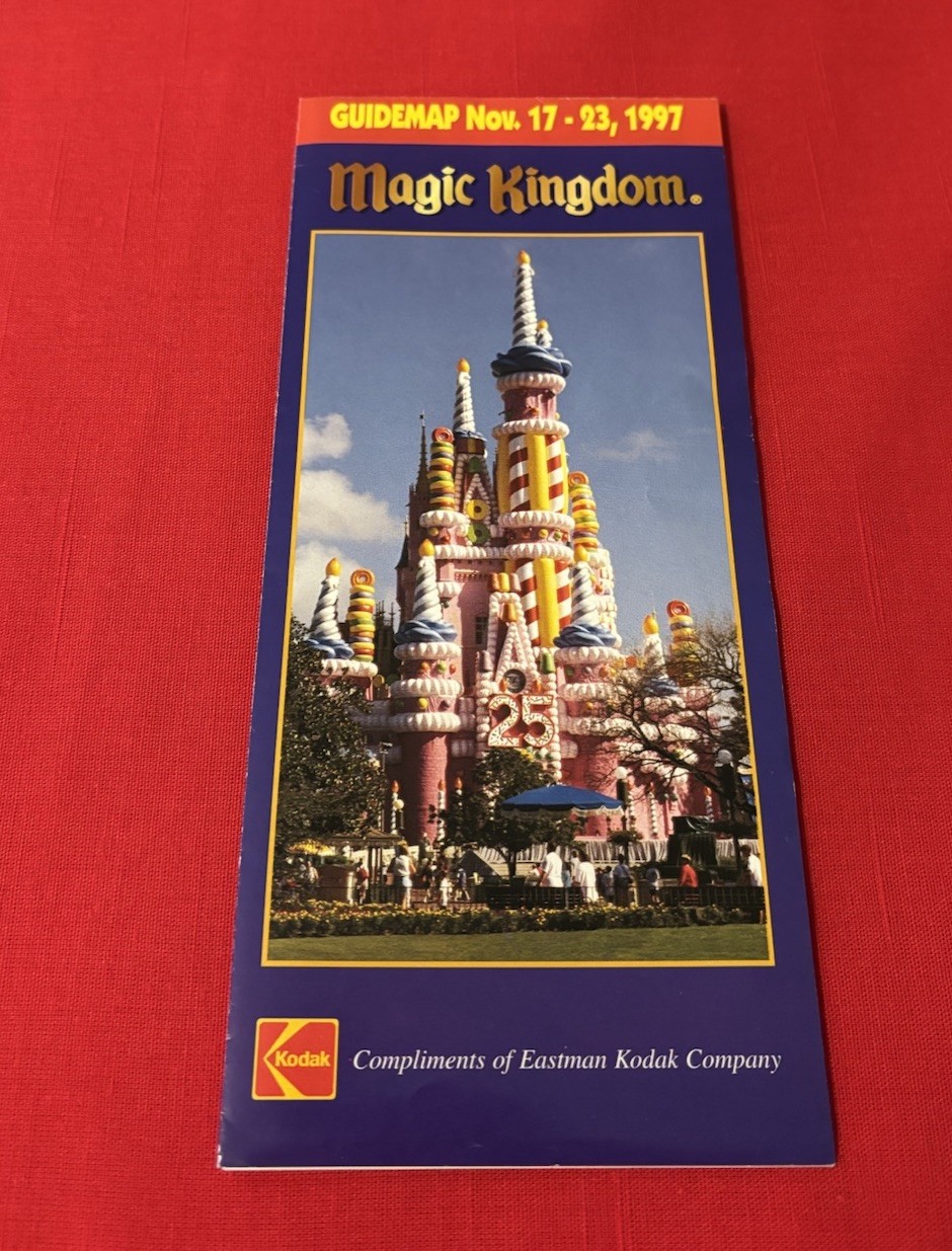 Walt Disney World  Magic Kingdom Vintage Guide Map 25th Anniversary Castle Cake
