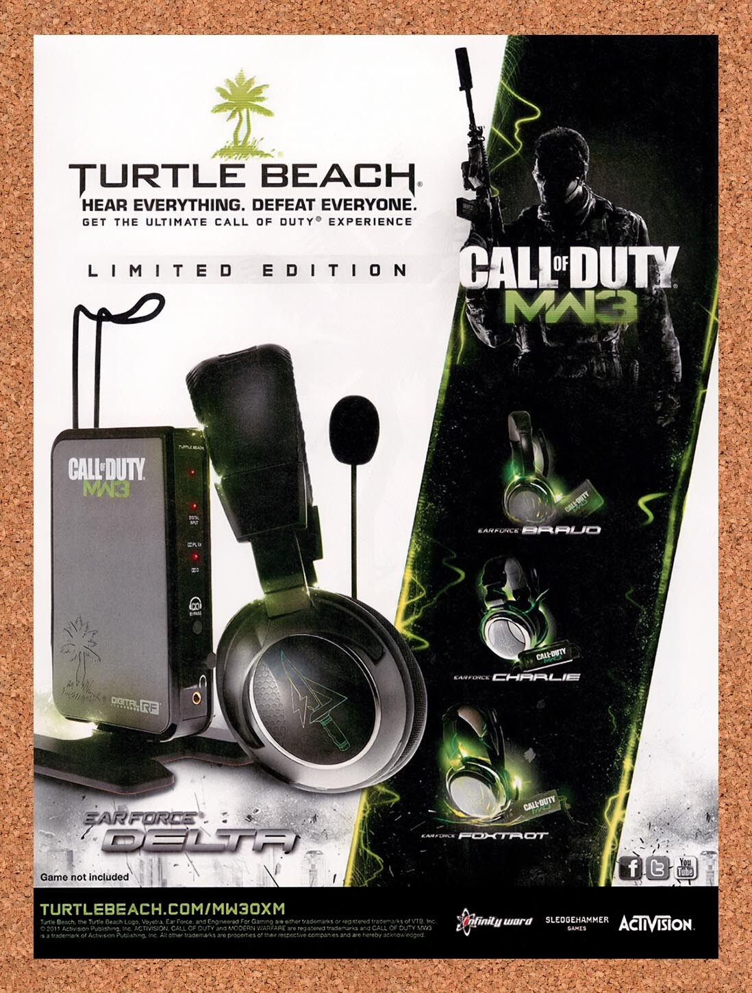 2010 Call Of Duty Modern Warfare 3 Turtle Beach Headset Original Ad v1
