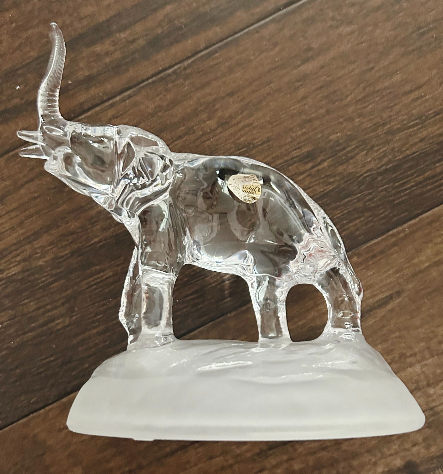 Cristal D\'Arques  Lead Crystal Elephant Glass Figurine Frosted Base France