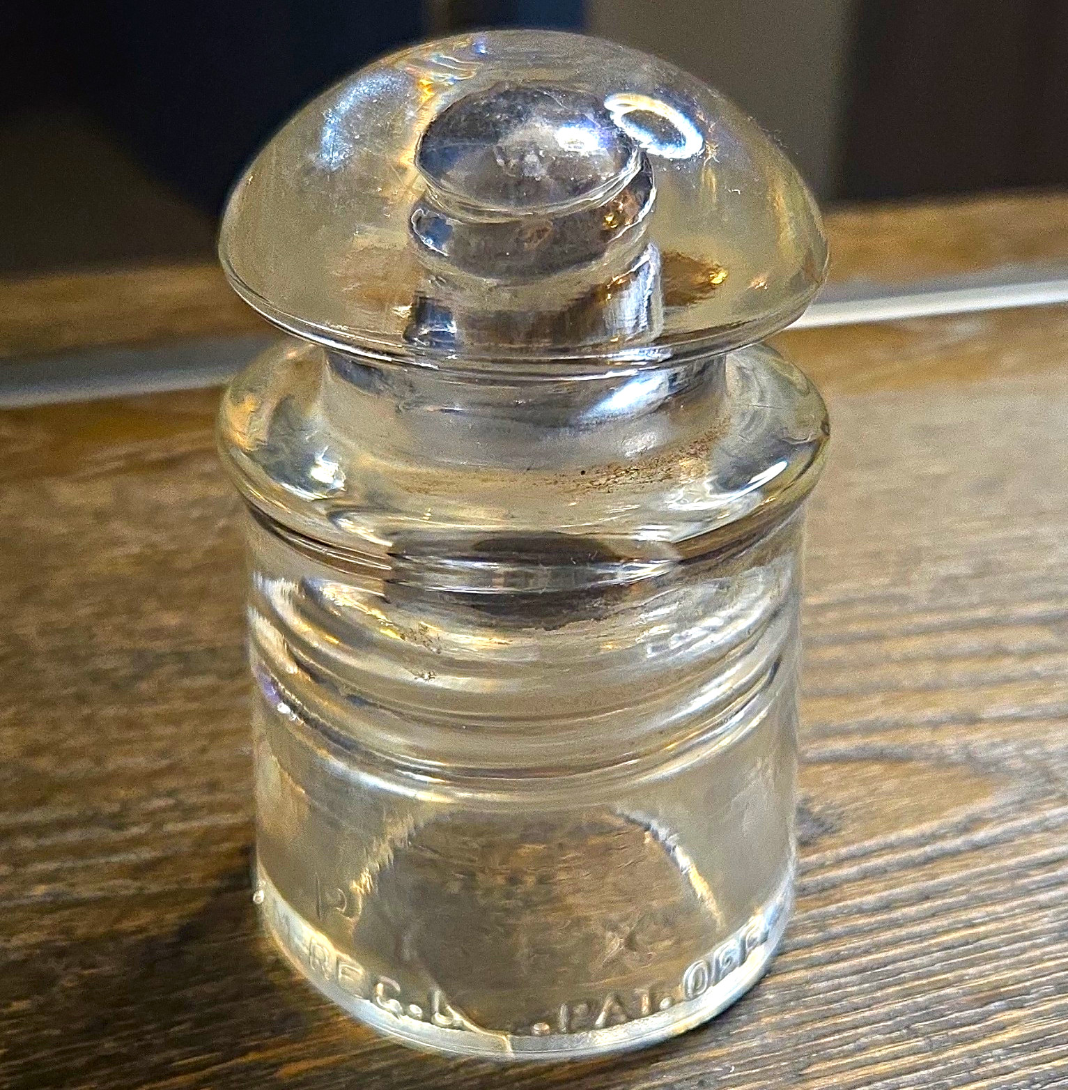 Clear Glass Pyrex Telegraph Insulator, Threaded Base Glass Insulator