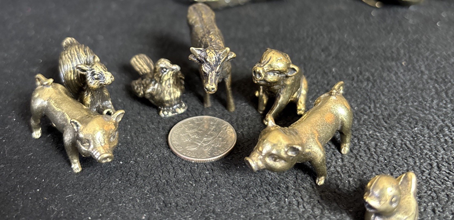  Brass Pig Hog Boar Good Luck Statue Figure Farm Animals squirrel cow duck