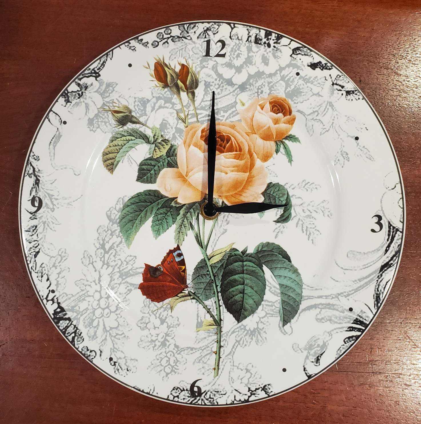 ROSE TOILE Plate Wall Clock AMERICAN ATELIER At HOME 10.5\