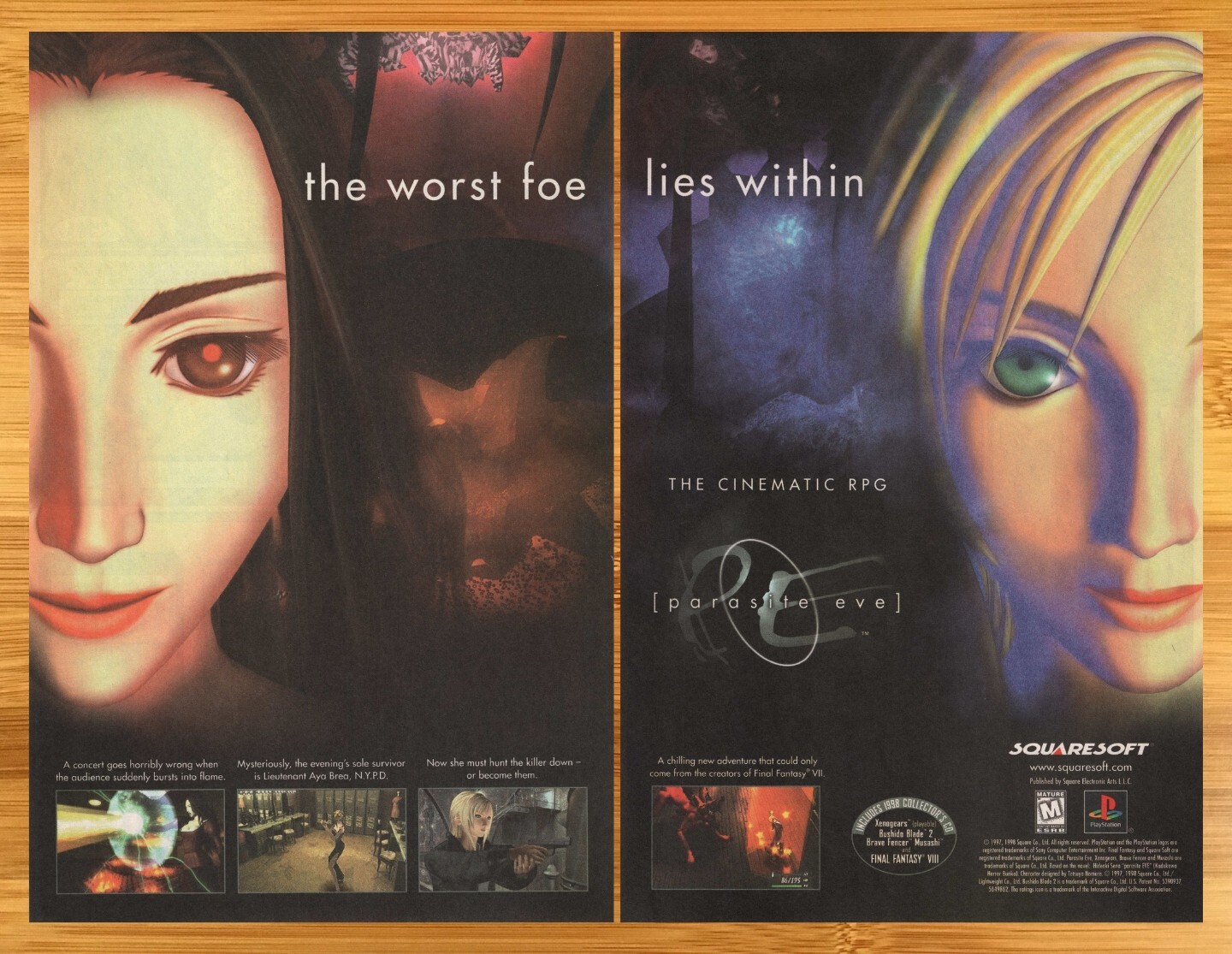 1998 Parasite Eve PS1 Vintage Print Ad/Poster Official Video Game Promo Art 90s