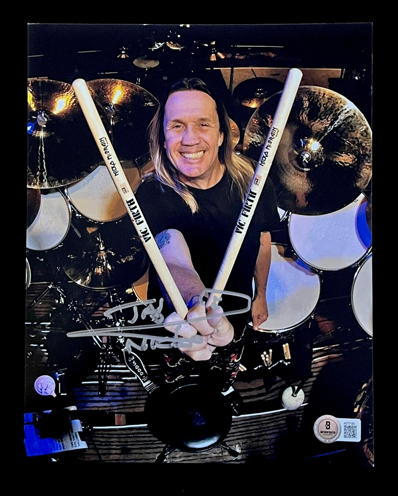 NICKO McBRAIN HAND SIGNED 8X10 IRON MAIDEN HEAVY METAL PHOTO BECKETT COA. #31