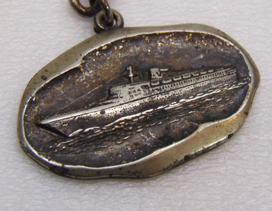 TSS 1970s Fairsea Cruises Ship Pewter Keychain Pennant Fairwind Sitmar Rare VTG