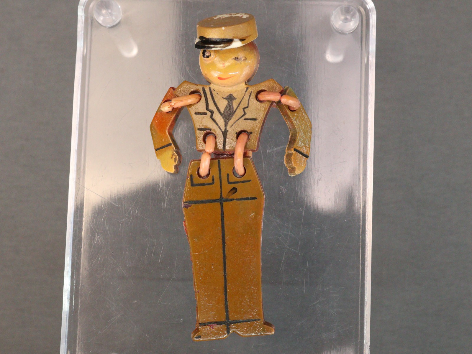 Vintage 1940s WWII Buddies Articulated Celluloid Soldier Sweetheart Jewelry Pin