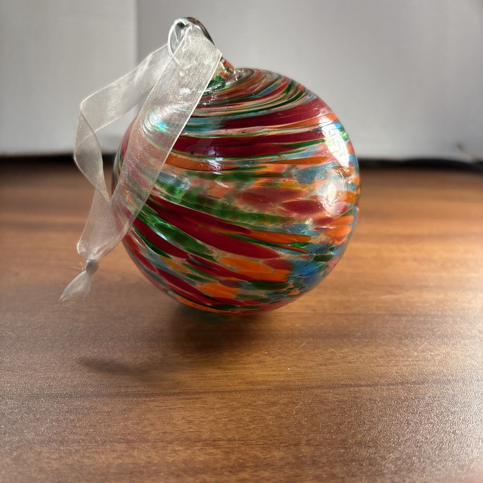 Hand blown  glass ornament ball Almost 5 Inches Tall  Round