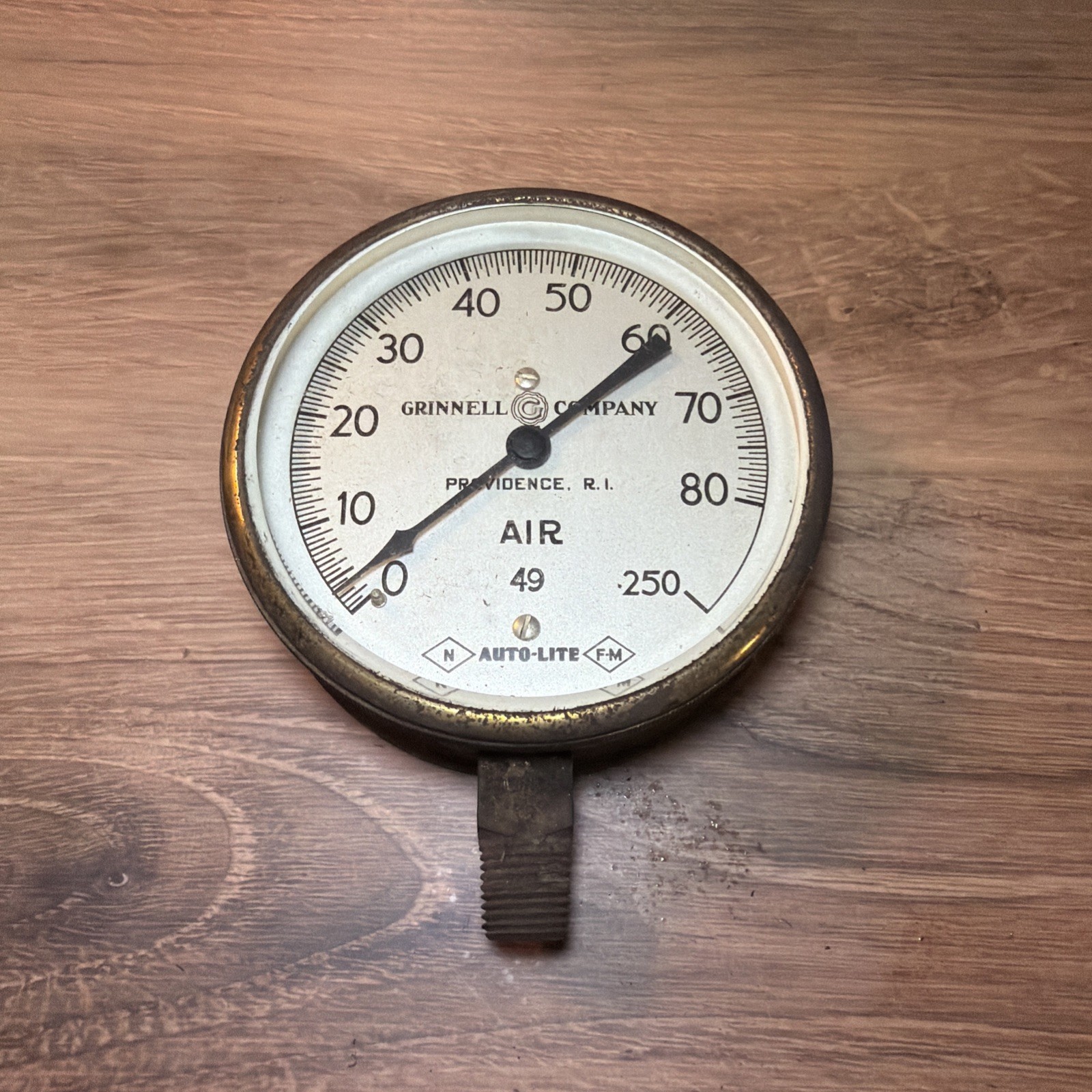 Vintage Grinnell Co Fire Sprinkler Air Pressure Gauge Auto-Lite Parts Repair