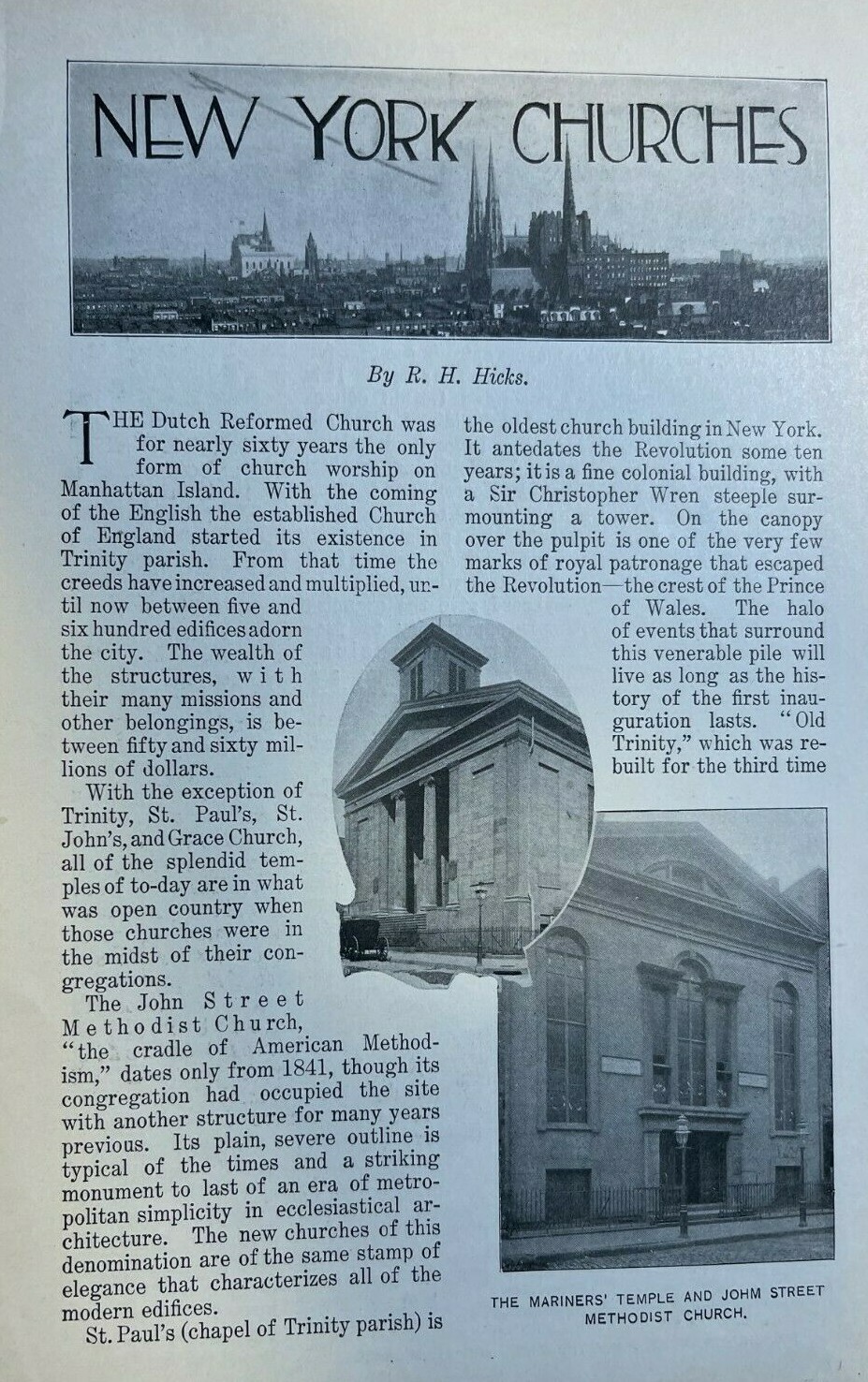 1899 New York City Churches illustrated 1899 New York City Churches illustrated