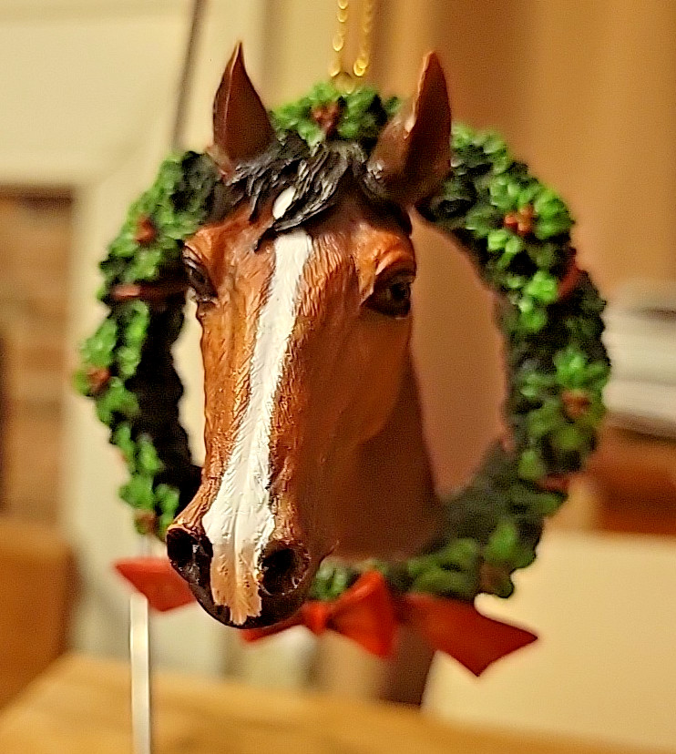 Nature's Window Palomino (?) Horse Bust Christmas Ornament
