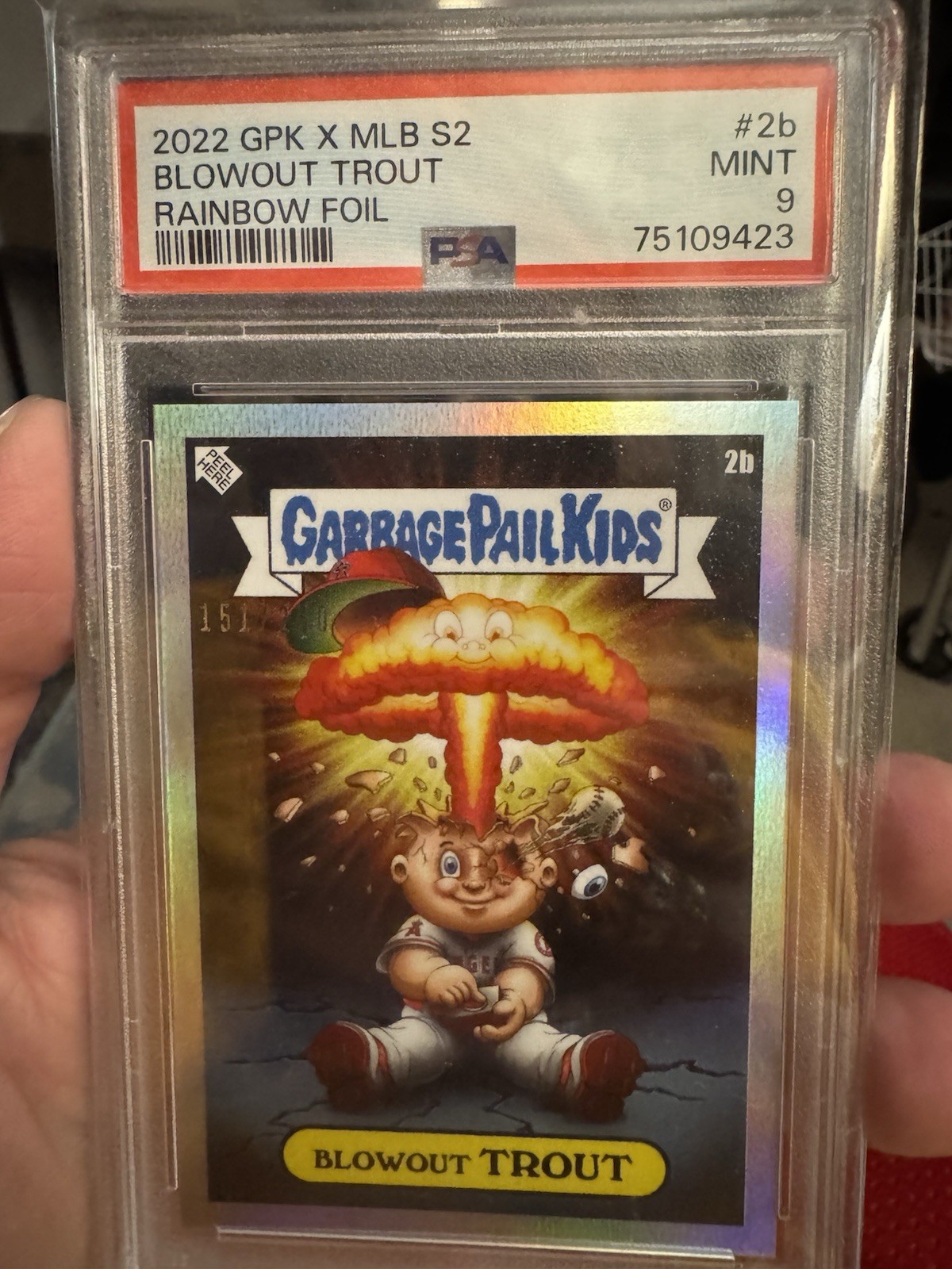 GPK Garbage Pail Kids 2022 MLB Blowout Trout Rainbow Foil PSA 9🔥😍⭐️ GPK Garbage Pail Kids 2022 MLB Blowout Trout Rainbow Foil PSA 9🔥😍⭐️