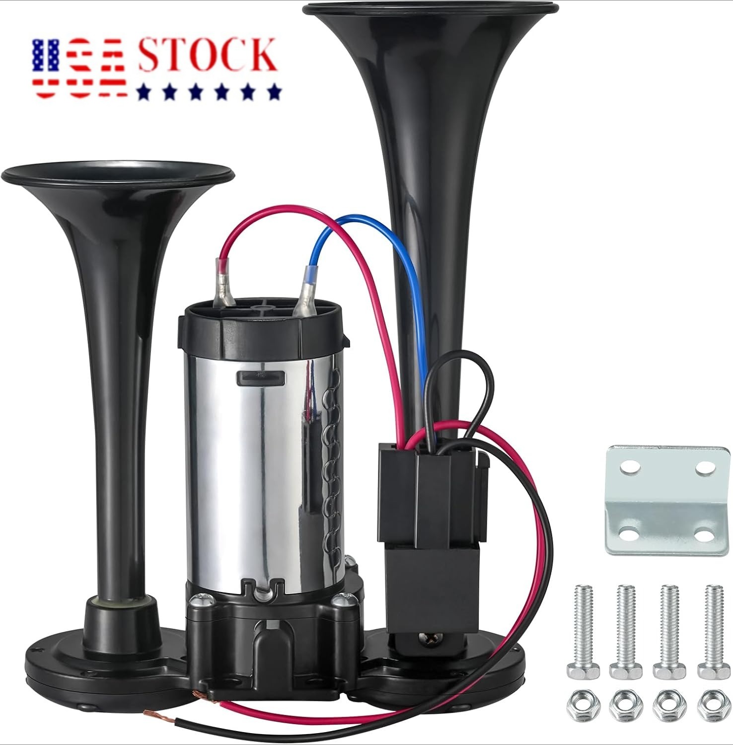600DB Train Horn Super Loud 3 Trumpet Air Horn Kit For Semi Truck Boat Van Car