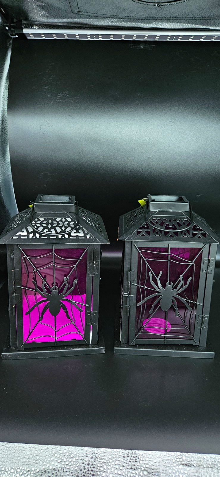 Pier 1 Imports Halloween Spiderweb Lantern Set of 2 Black/Purple 10\