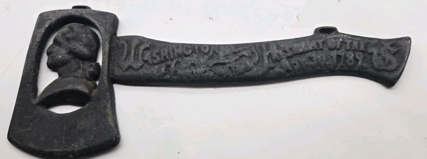Vintage George Washington Cast Iron Wall Axe 1789 Souvenir Hatchet (126)