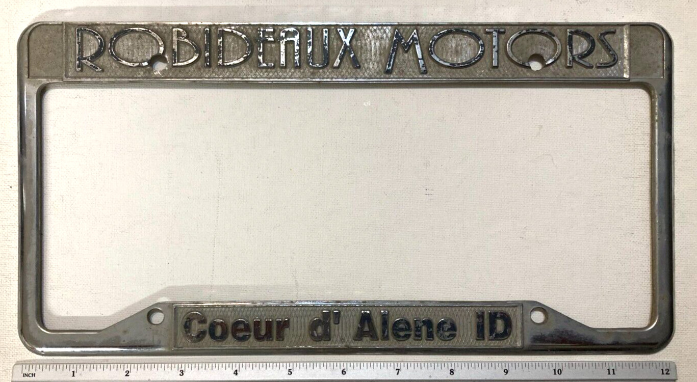 Older Metal ROBIDEAUX MOTORS (Coeur d' Alene Idaho) License Plate Frame 
