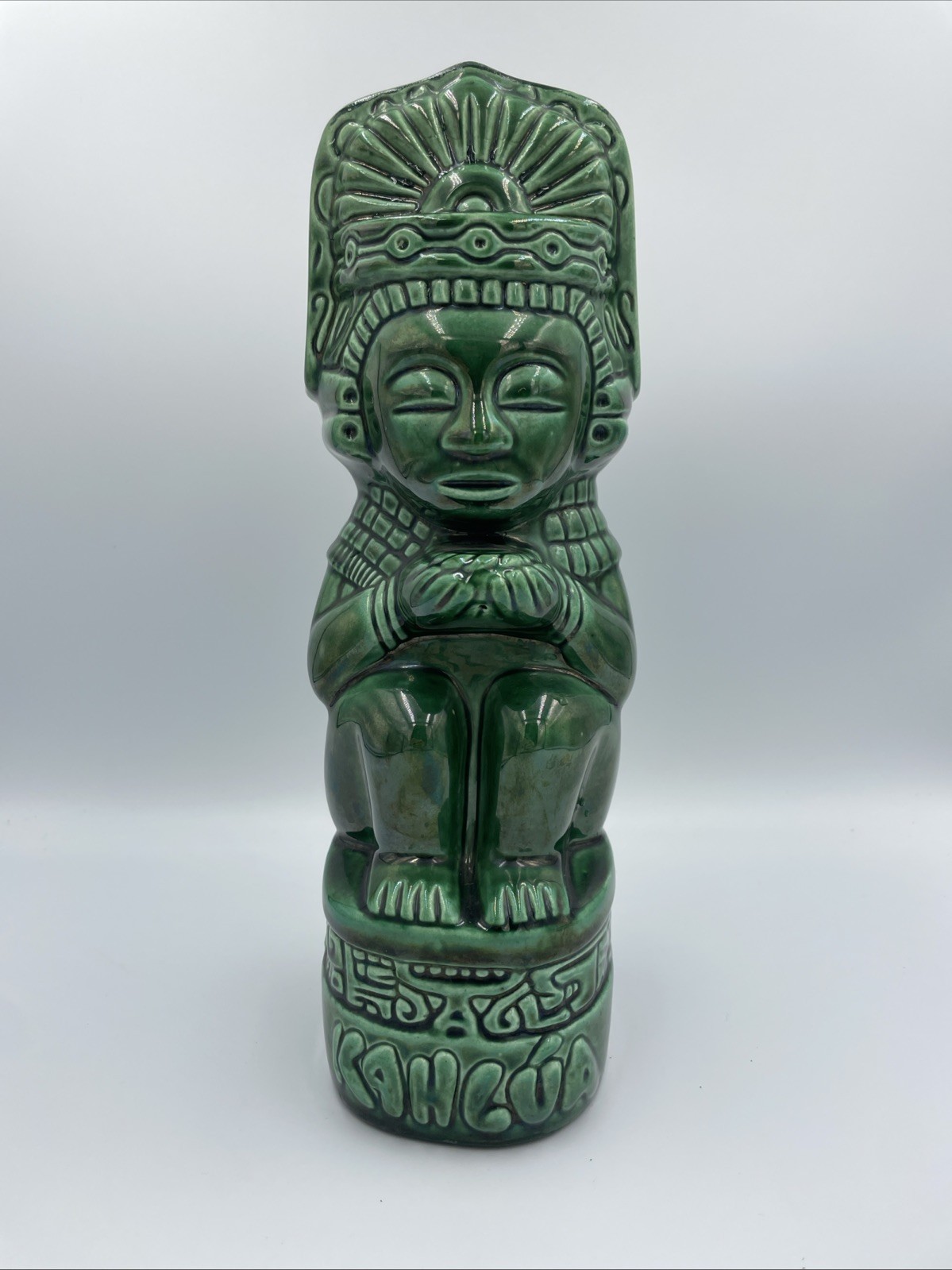 Vintage K&B Kahlúa Green Tiki Decanter Bottle Luxo Lier Mexico 1930s Empty Vintage K&B Kahlúa Green Tiki Decanter Bottle Luxo Lier Mexico 1930s Empty