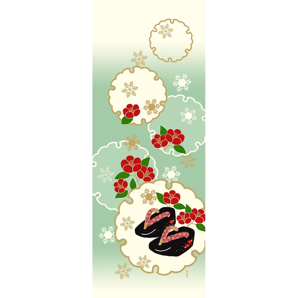 Hamamonyo Illustrated Hand Towel: Camellia and Pokkuri