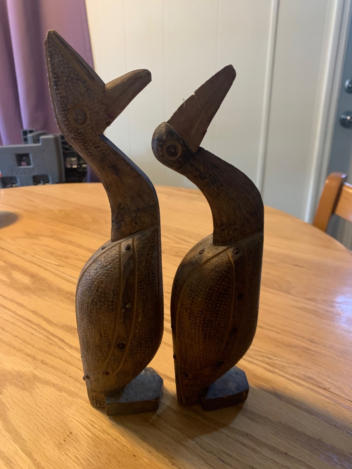Pair Vintage African Hand Carved Wooden Bird Sculptures 12 Pair Vintage African Hand Carved Wooden Bird Sculptures 12