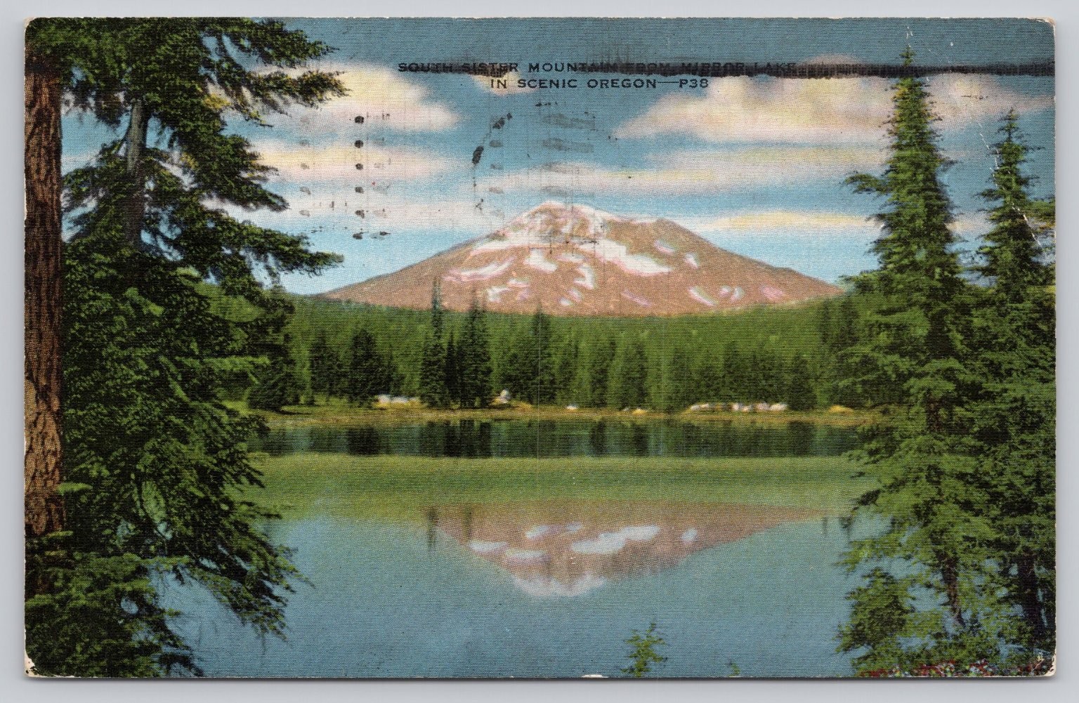 1948 South Sister Mtn Mirror Lake Oregon Vintage Postcard E.C. Kropp P38 1948 South Sister Mtn Mirror Lake Oregon Vintage Postcard E.C. Kropp P38