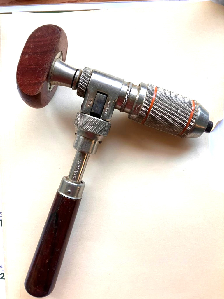 Vintage Stanley No. 984 Ratcheting Corner Bit Brace Drill, EXC. condition